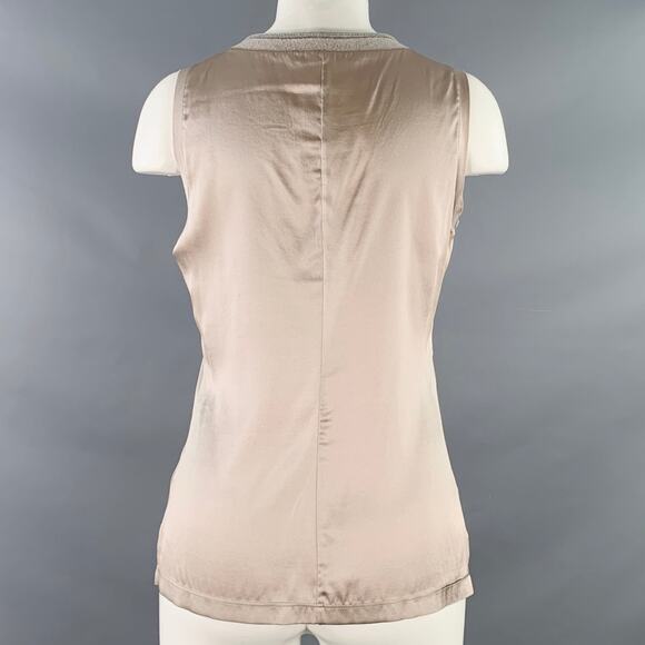 FABIANA FILIPPI Size S Grey Silk Blend Contrast Trim Tank Casual Top - Picture 3 of 7